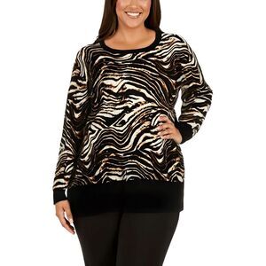Ella Rafaella Womens Black Long Sleeve Knit Crewneck Sweater Plus NWT